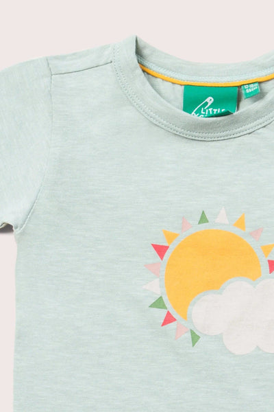 Little Green Radicals Sun And Cloud Short Sleeve T-shirt - Thunder Print-Kids-Ohh! By Gum - Shop Sustainable