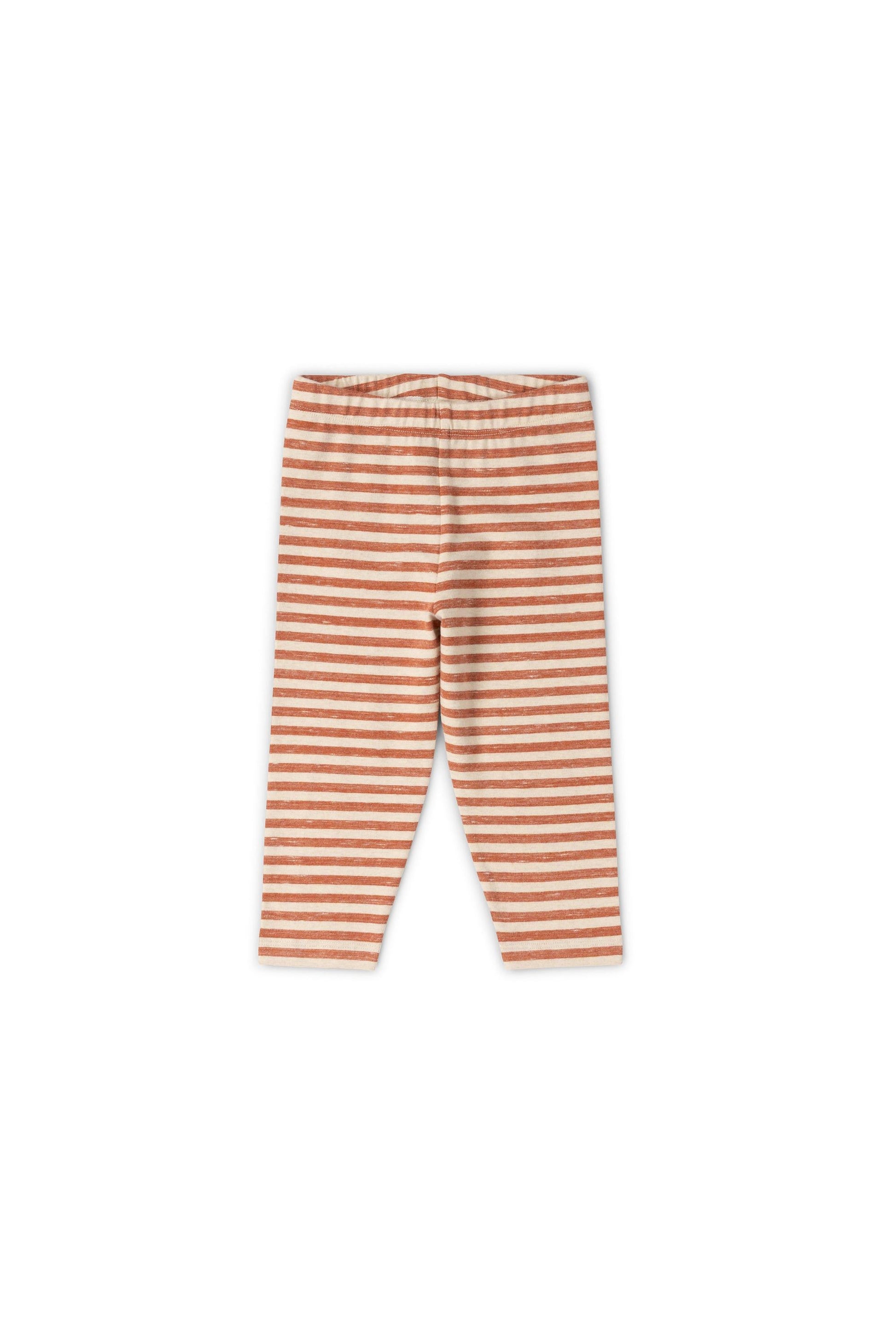 Orange and white striped kids pants on a white background