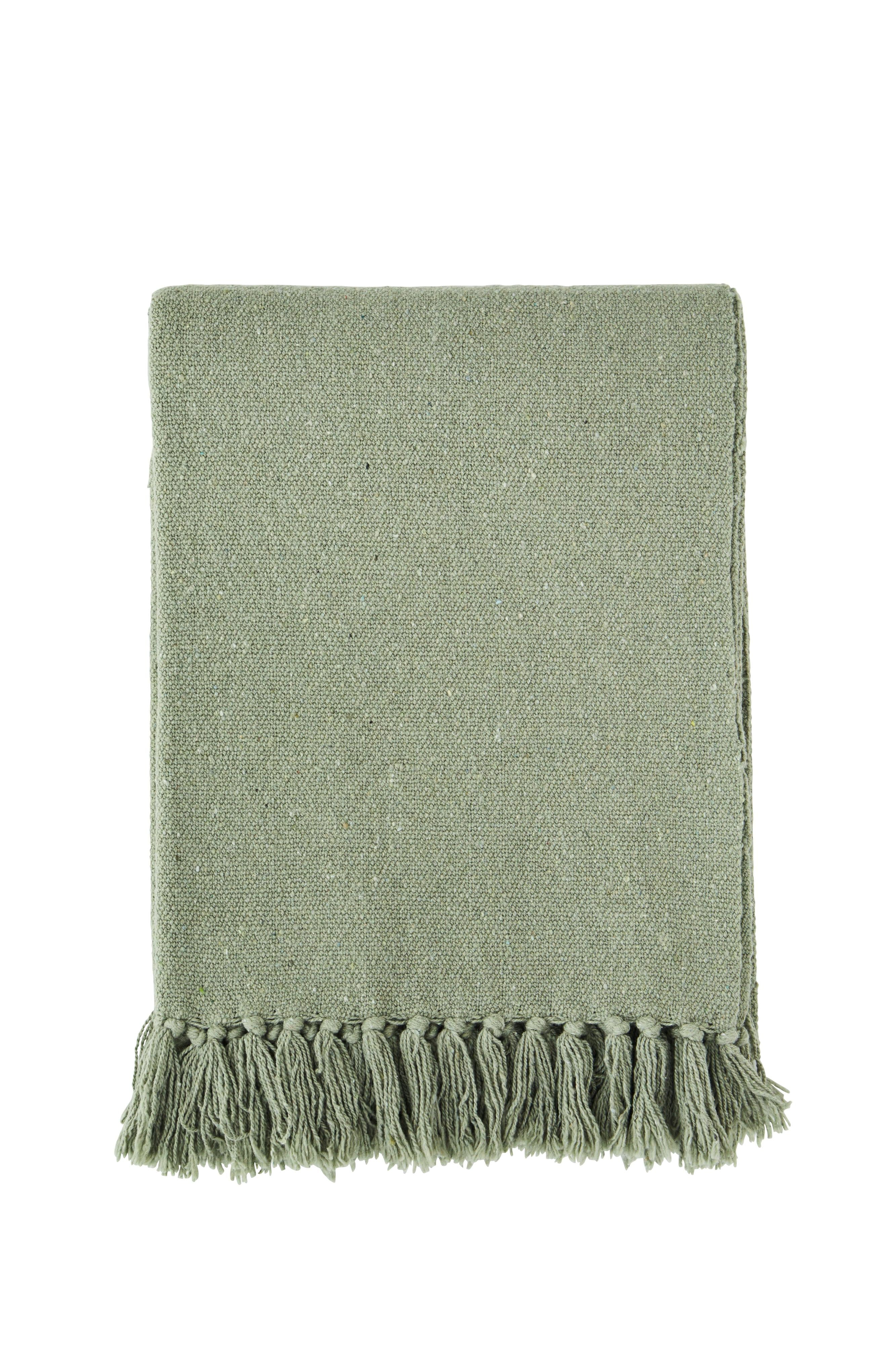 Madam Stoltz Dusty Green Recycled Cotton Throw