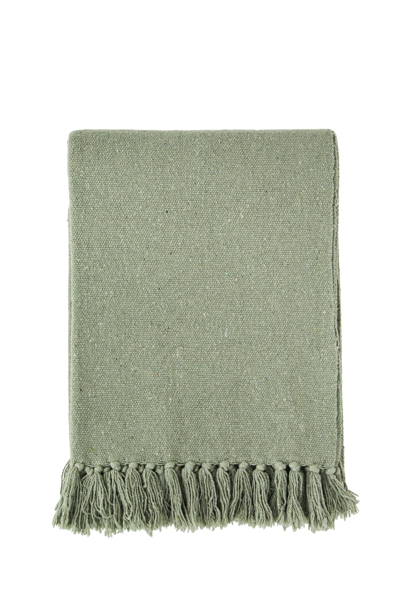 Madam Stoltz Dusty Green Recycled Cotton Throw