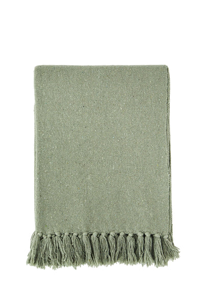 Madam Stoltz Dusty Green Recycled Cotton Throw
