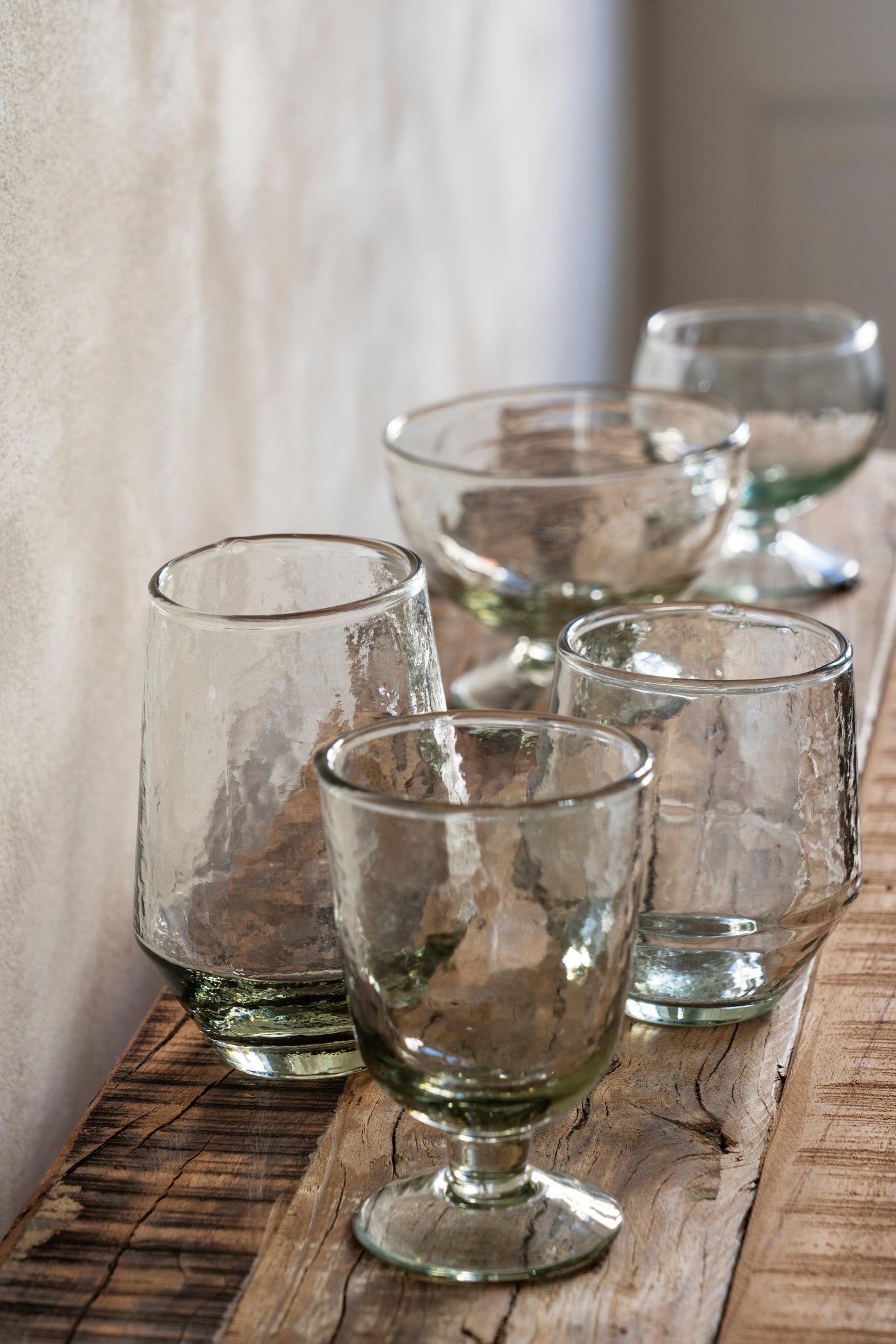 Madam Stoltz Hammered Clear Wine Glass
