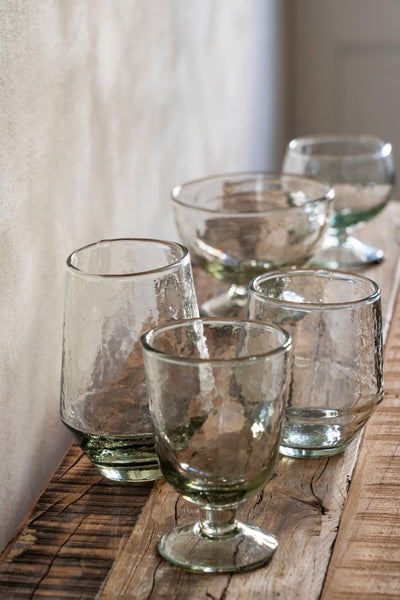 Madam Stoltz Hammered Clear Wine Glass