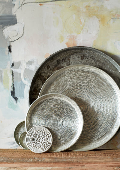 Madam Stoltz Hand Hammered Aluminium Trays