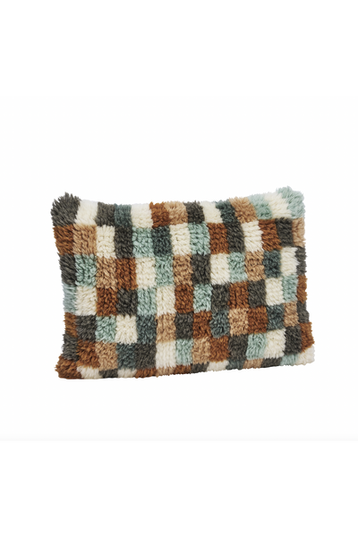 Madam Stoltz Hand Woven Wool Squares Cushion Cover