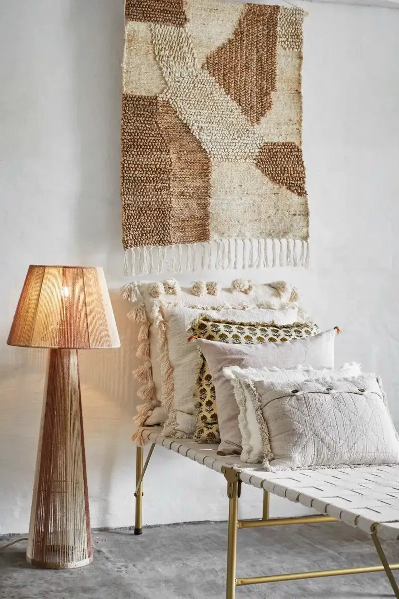 Madam Stoltz Off White Cushion Cover w/ Tassels