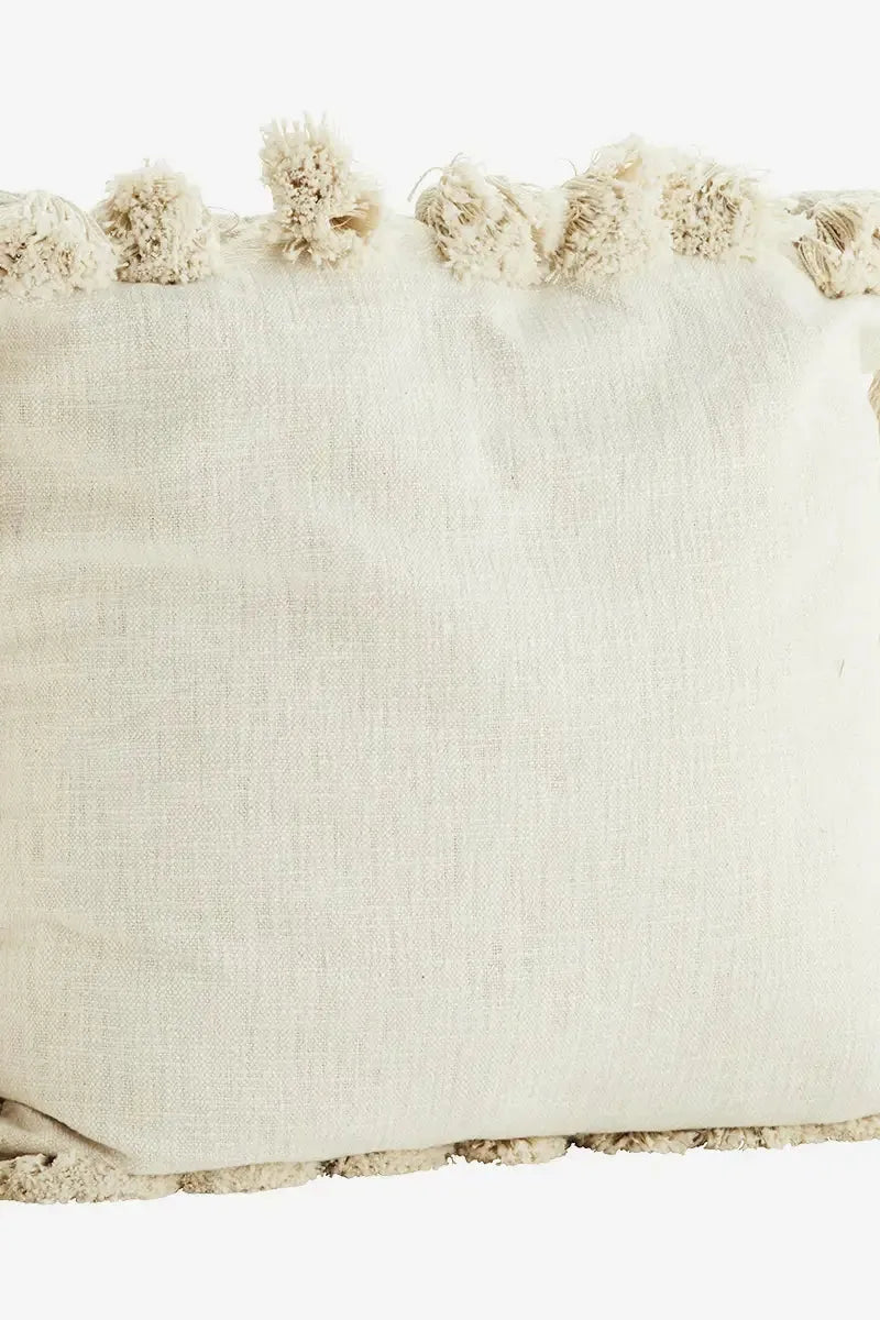 Madam Stoltz Off White Cushion Cover w/ Tassels