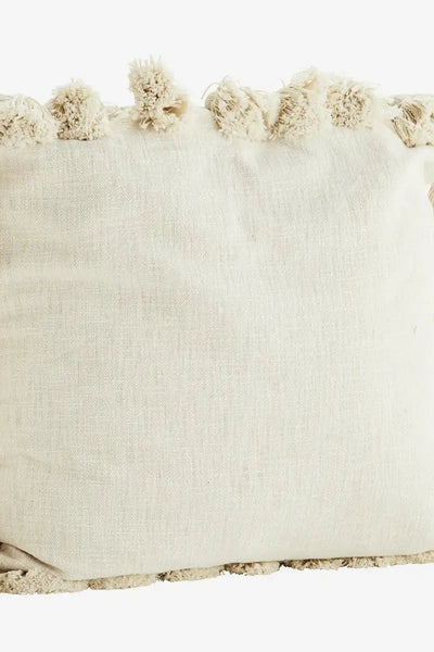 Madam Stoltz Off White Cushion Cover w/ Tassels