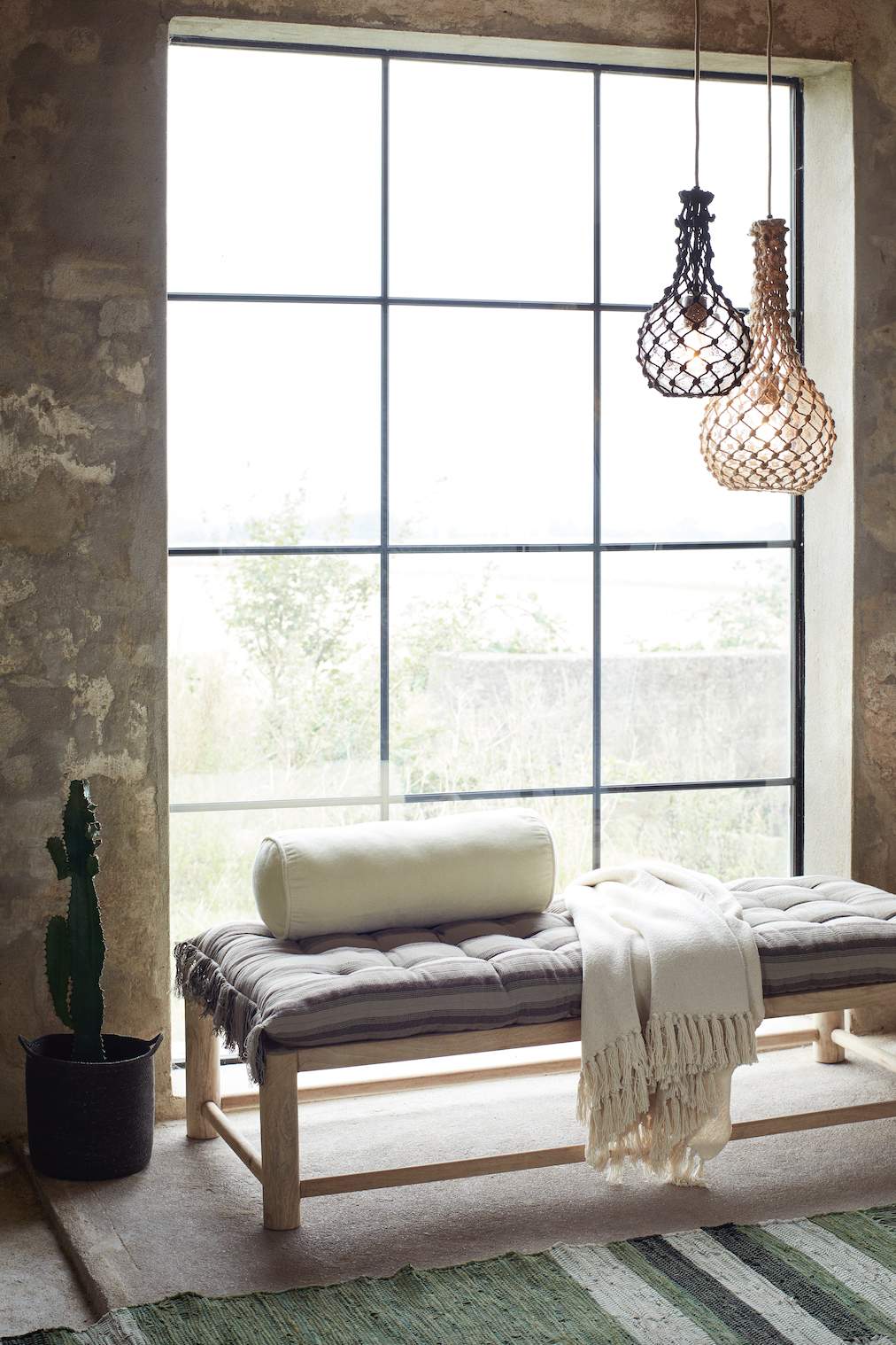 Madam Stoltz Off White Recycled Cotton Throw