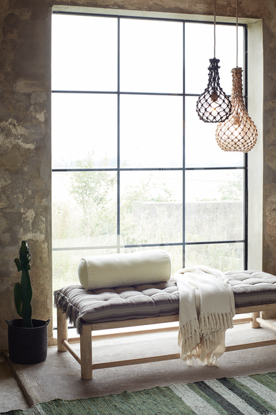 Madam Stoltz Off White Recycled Cotton Throw