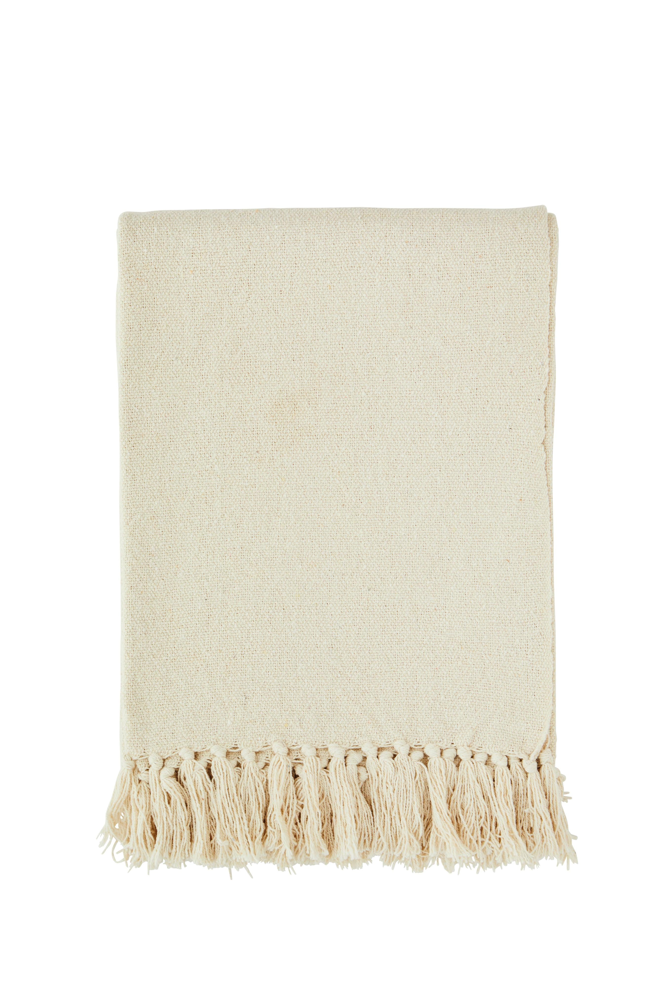Madam Stoltz Off White Recycled Cotton Throw