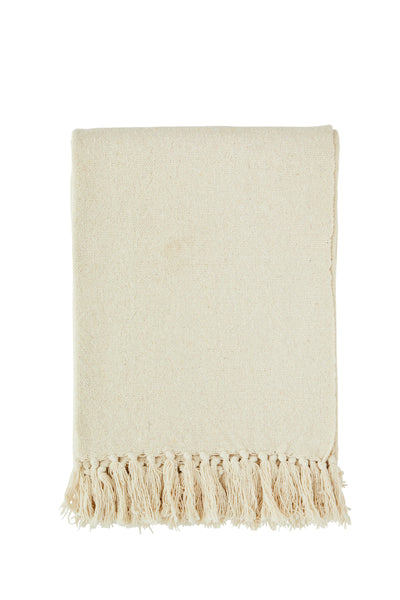 Madam Stoltz Off White Recycled Cotton Throw