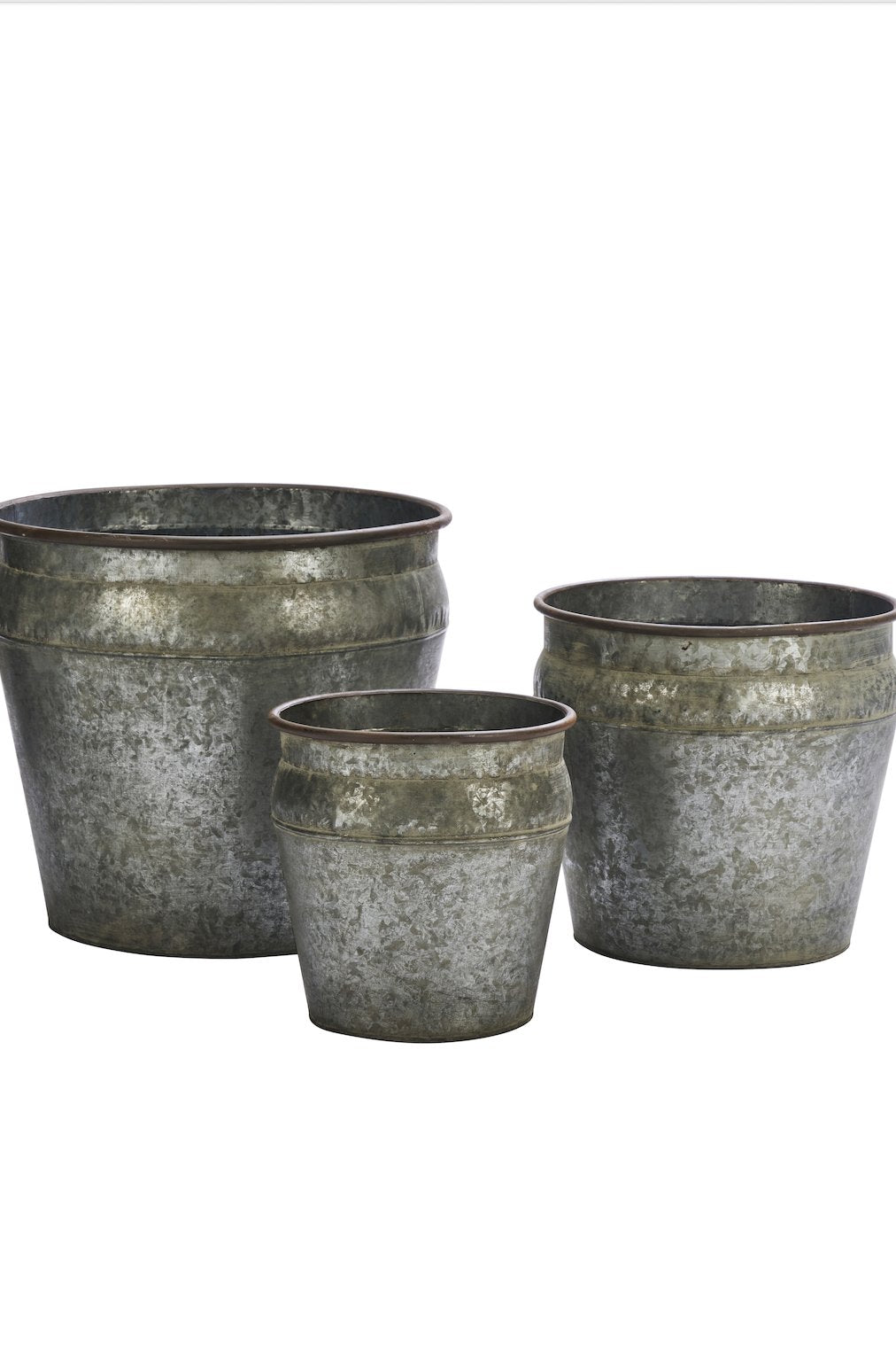 Madam Stoltz Round Galvanized Planters