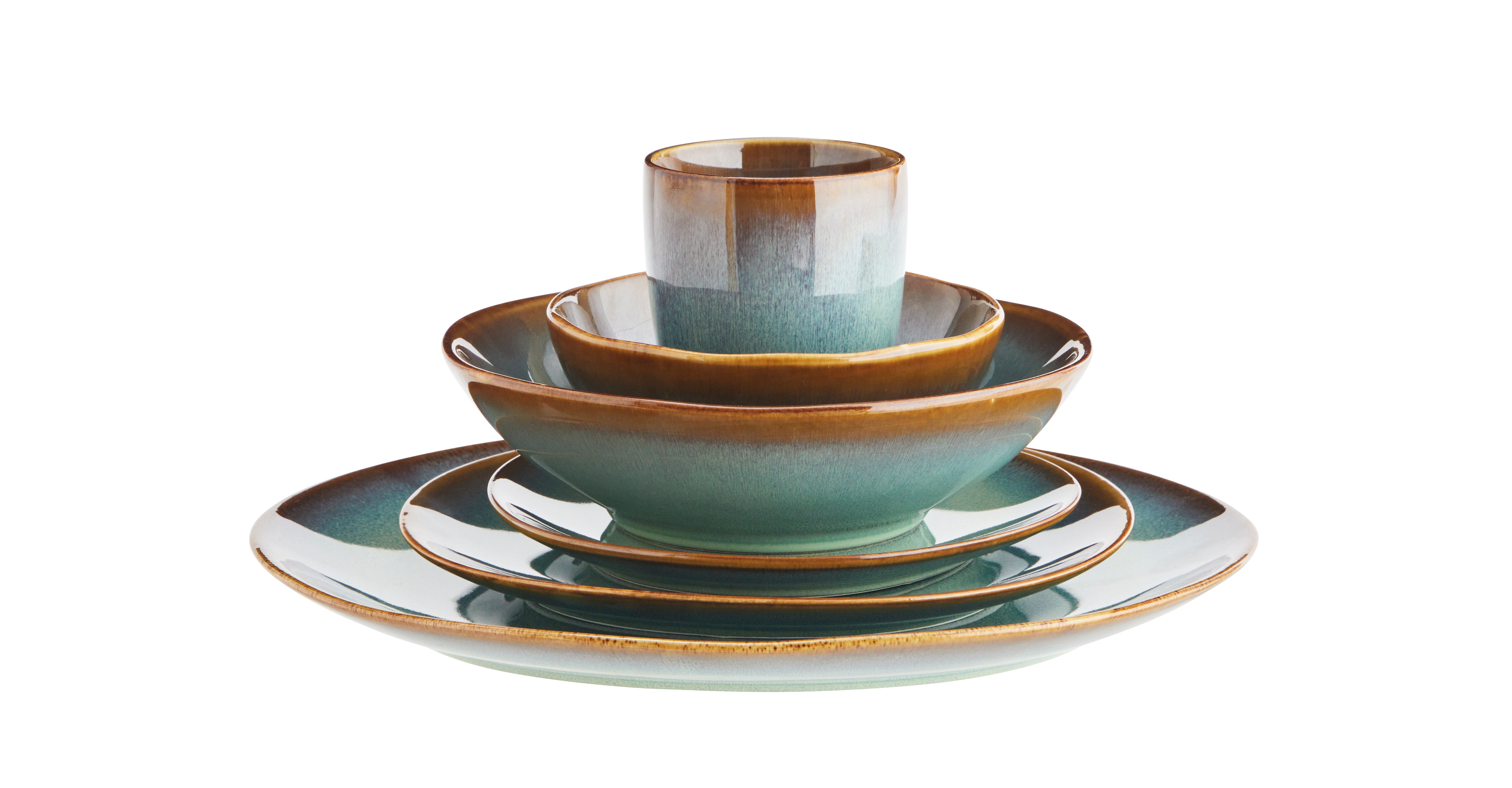 Madam Stoltz Stoneware Green Dinner Plate