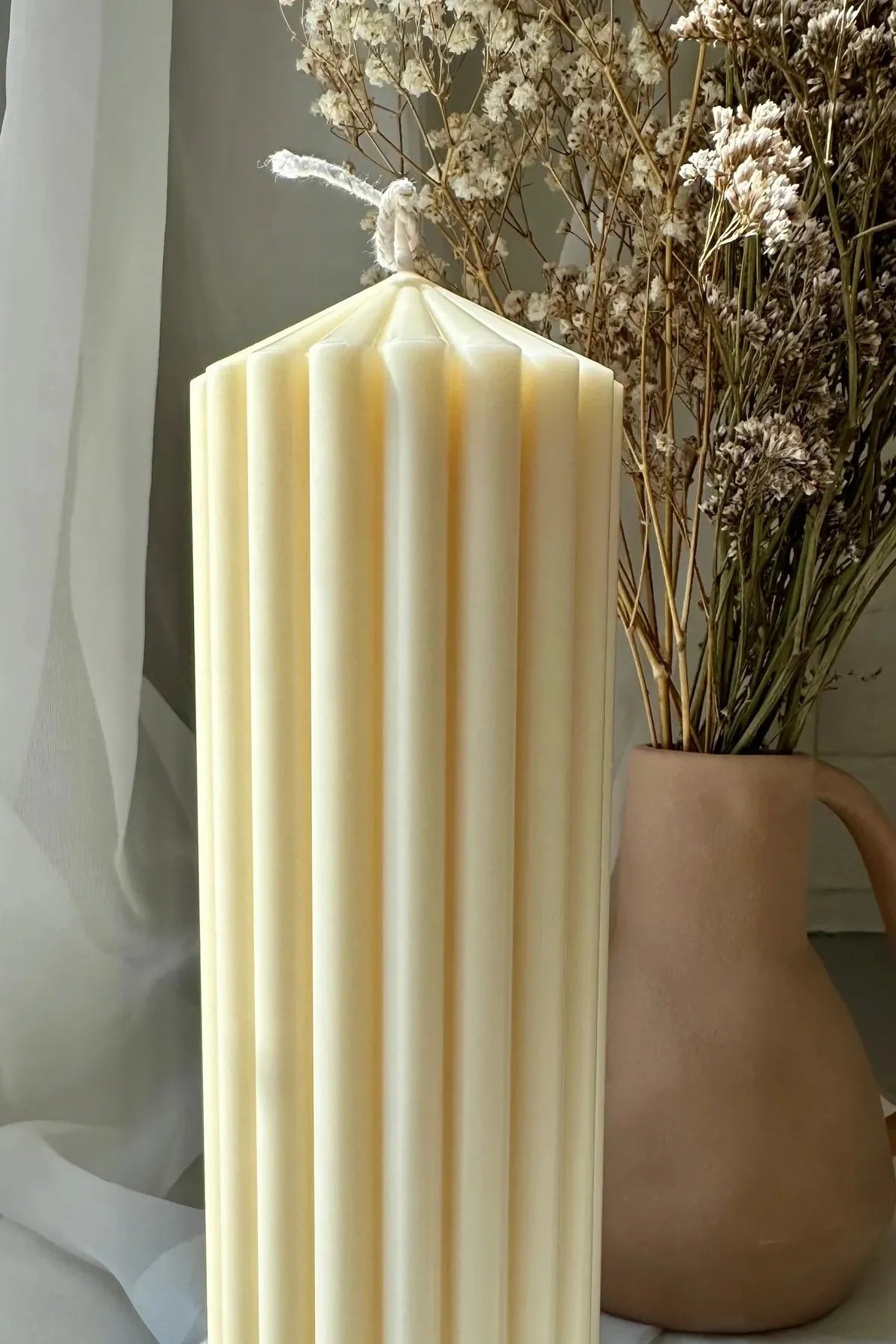 Mamo Large Unscented Soy Pillar Candle – Handcrafted in Ireland