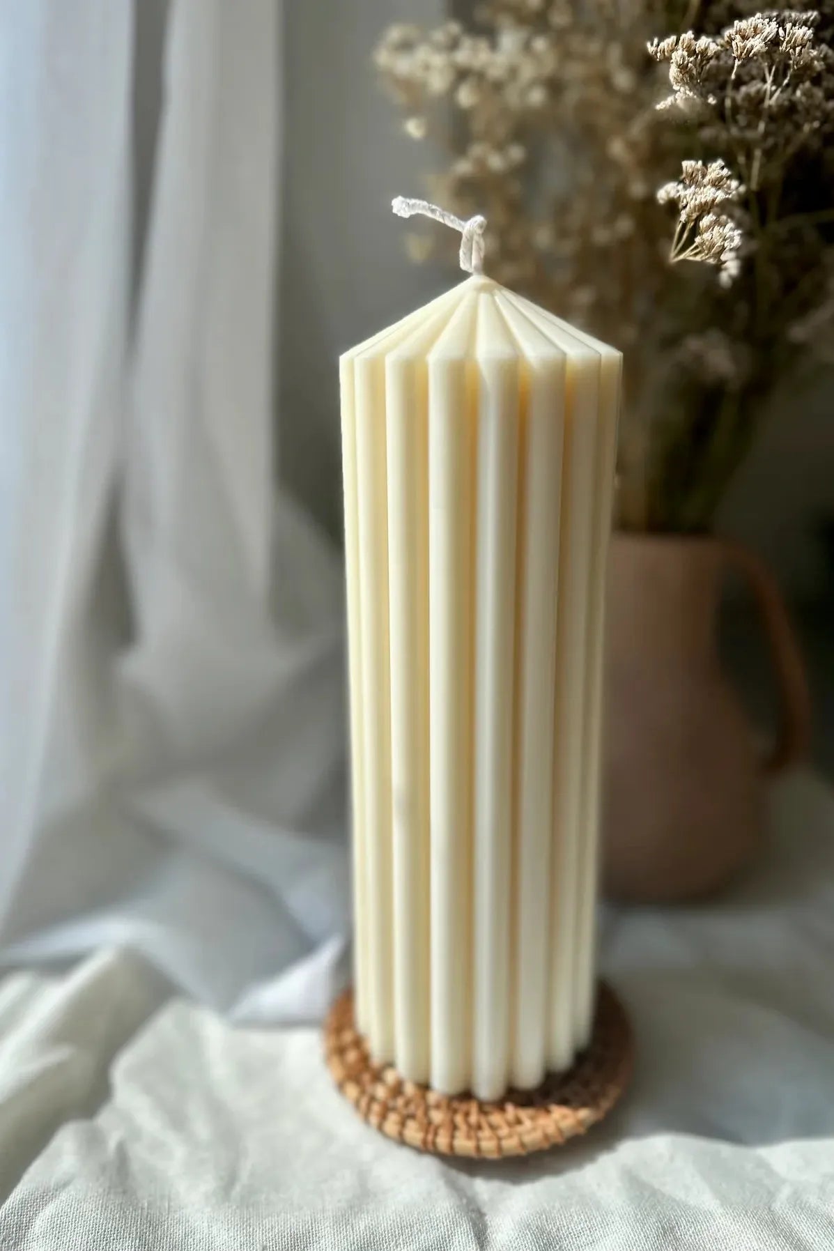 Mamo Large Unscented Soy Pillar Candle – Handcrafted in Ireland