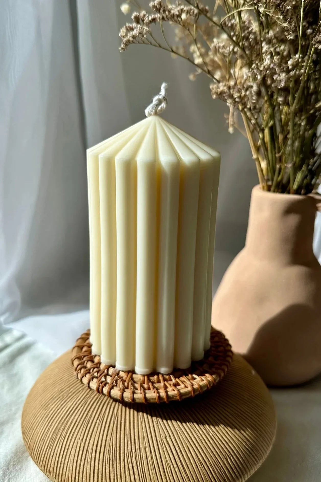 Mamo Natural Soy Pillar Candle – Small, Unscented | Hand-Poured