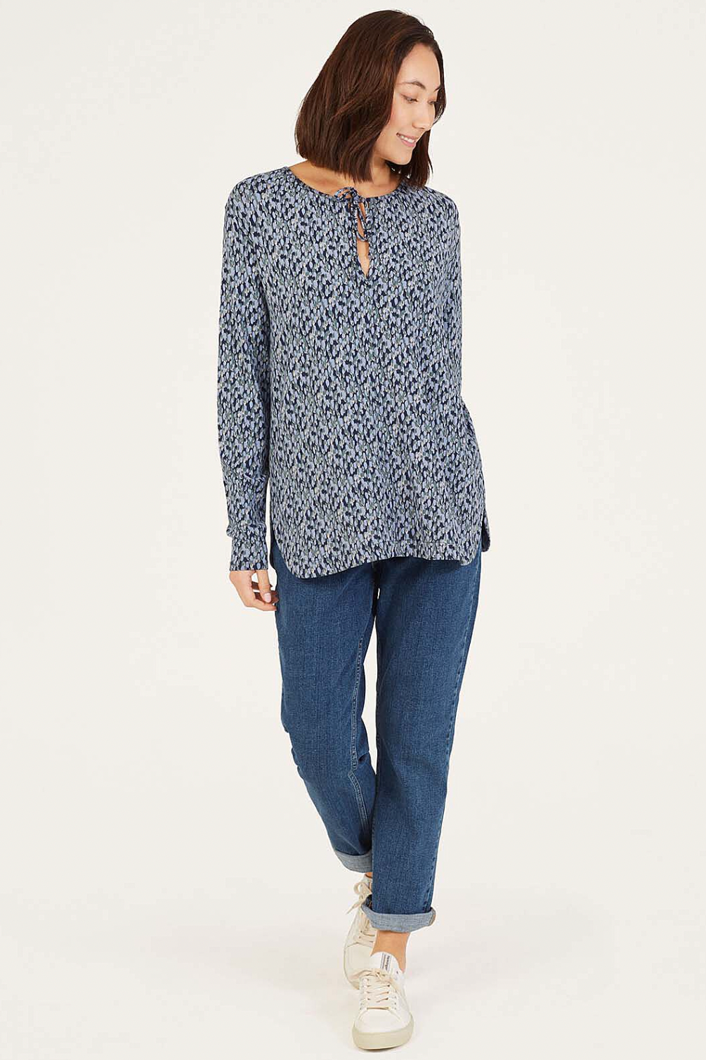 Marlee Lenzing™ EcoVero™ Printed Top in Navy-Womens-Ohh! By Gum - Shop Sustainable