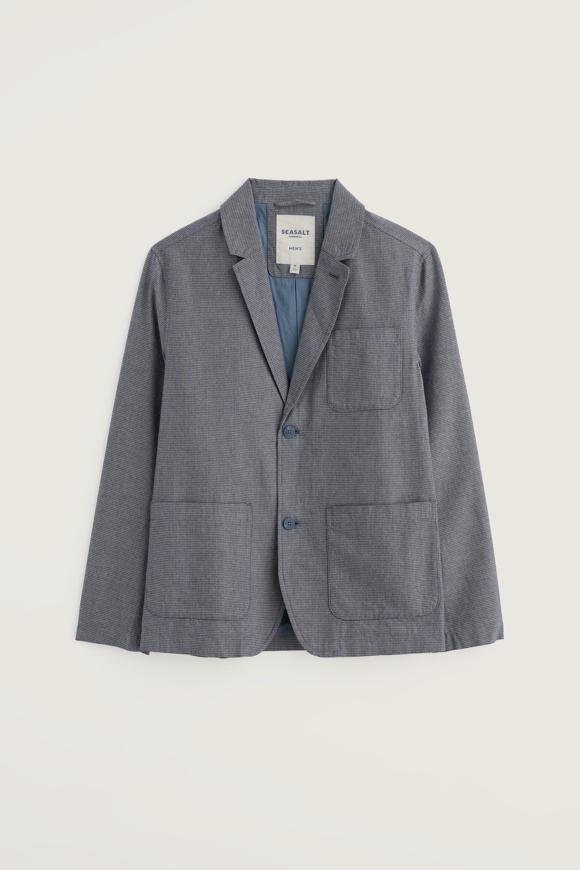 Gray Seasalt blazer on a light beige background