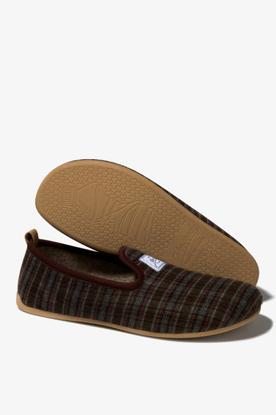 Mercredy Mens Marron Gran Checker Slippers-Mens-Ohh! By Gum - Shop Sustainable