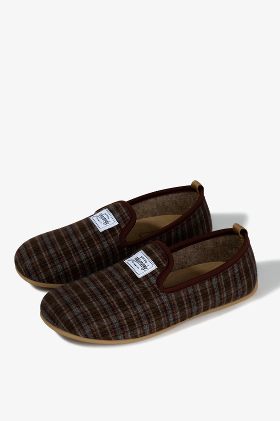 Mercredy Mens Marron Gran Checker Slippers-Mens-Ohh! By Gum - Shop Sustainable