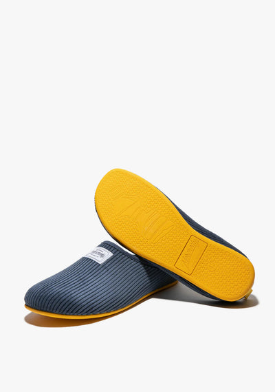 Mercredy Navy/Yellow Soft Cord Slippers-Mens-Ohh! By Gum - Shop Sustainable
