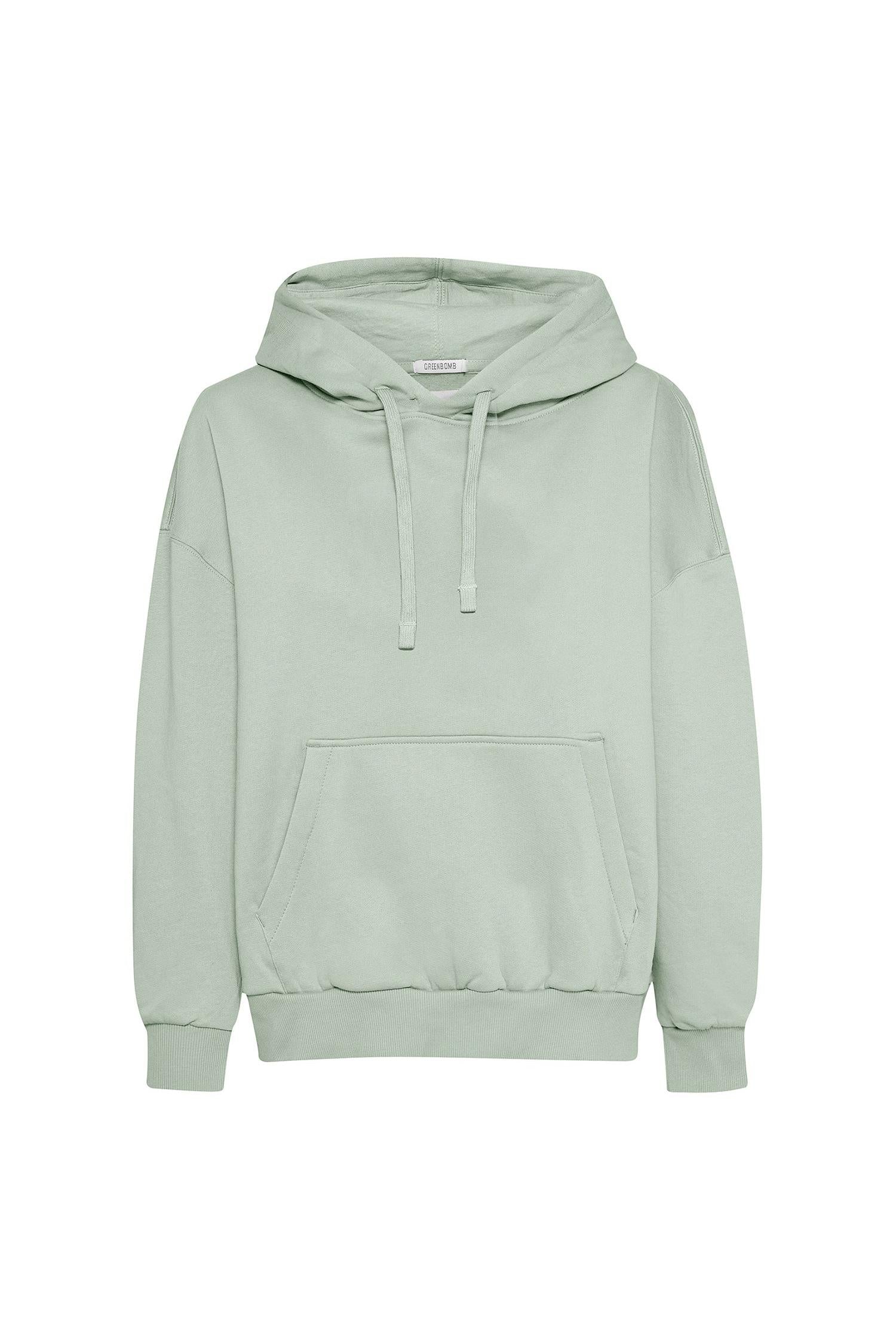 Light green organic cotton hoodie on a white background