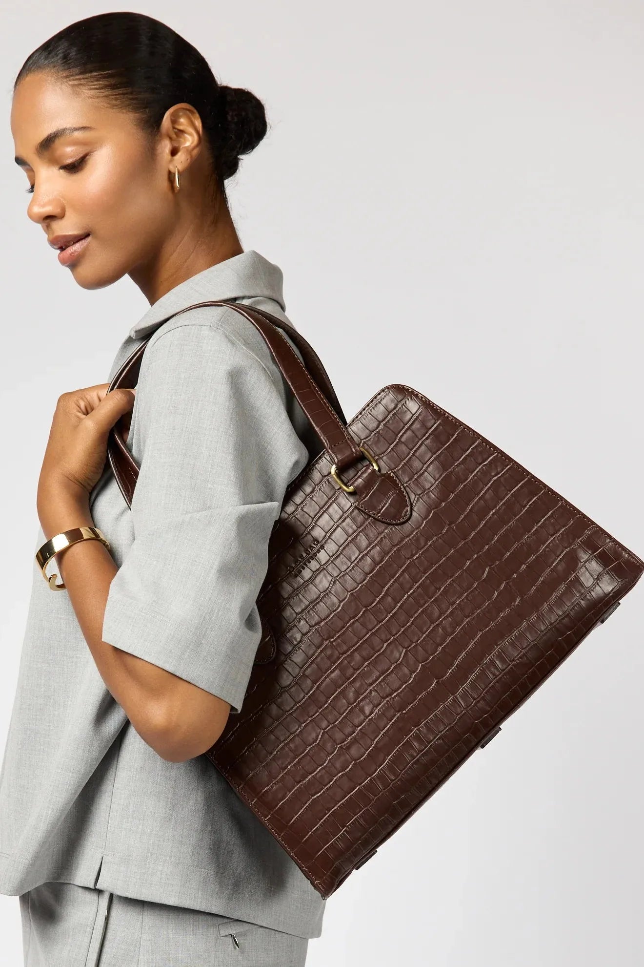 O MY BAG Blair ­Chocolate Croco Leather