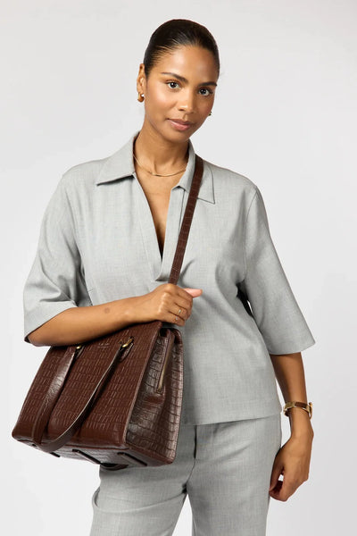 O MY BAG Blair ­Chocolate Croco Leather
