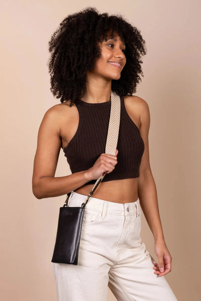 O MY BAG Charlie Phone Bag -­ Black Classic Leather