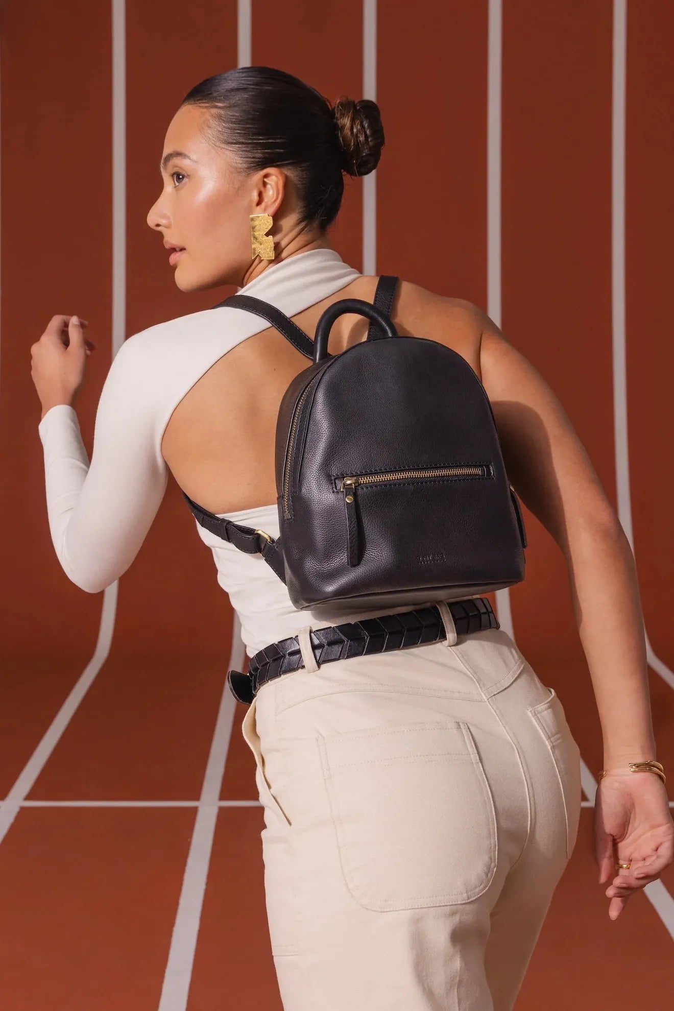O MY BAG Ivy Mini Backpack ­Black Soft Grain Leather