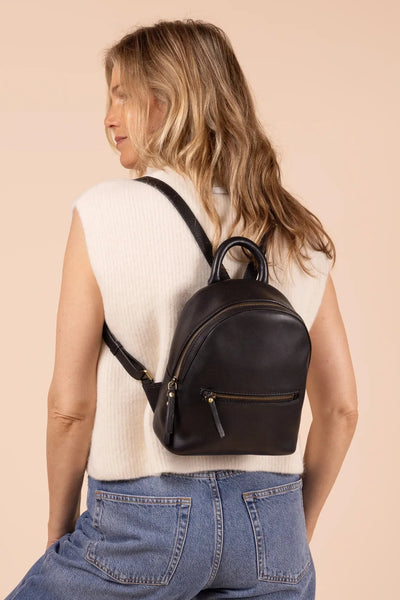 O MY BAG Ivy Mini Backpack ­Black Soft Grain Leather