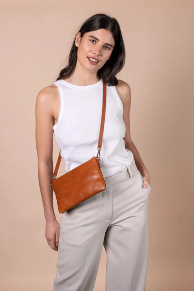 O MY BAG Lexi ­Cognac Woven Classic Leather