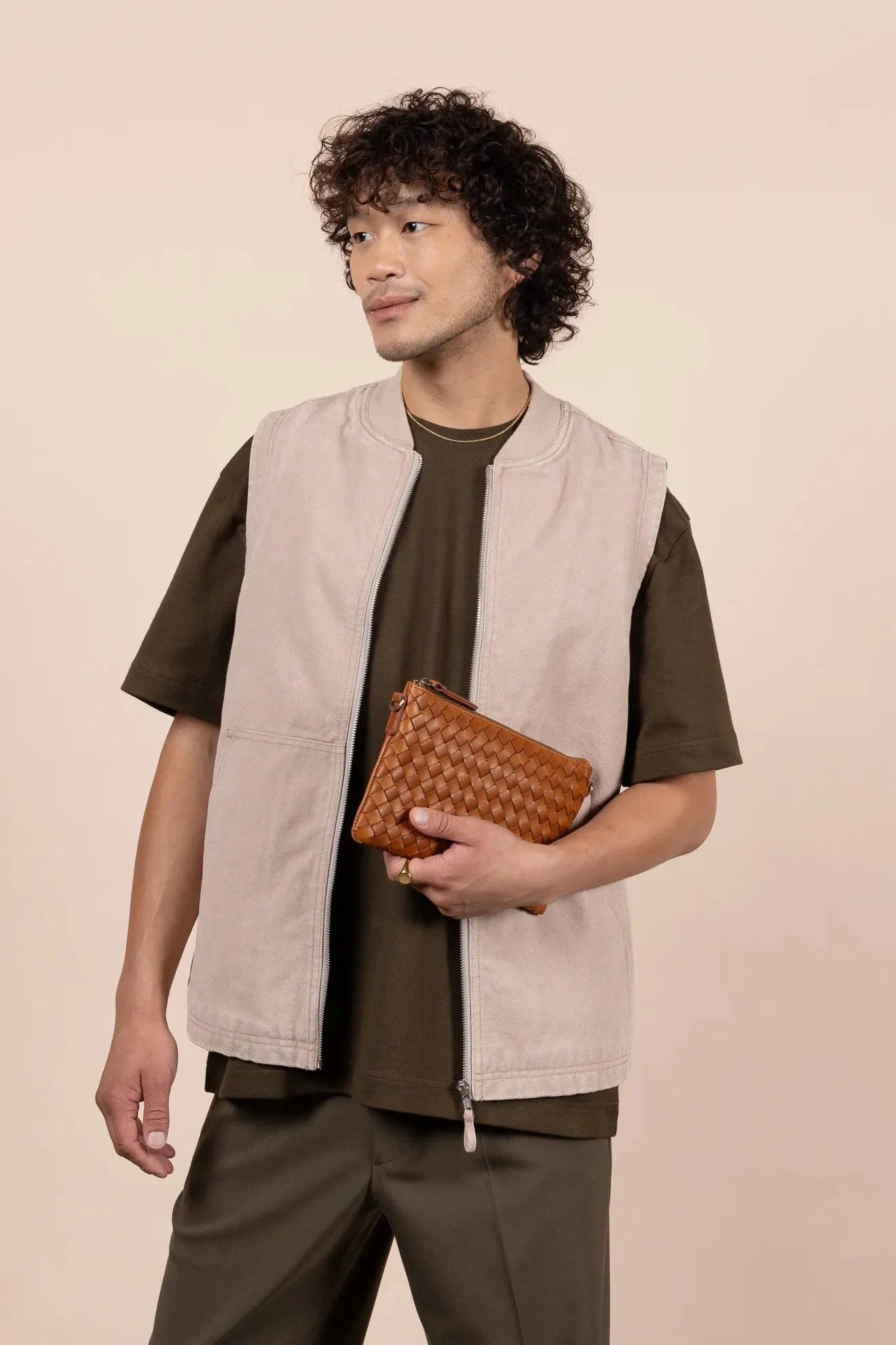 O MY BAG Lexi ­Cognac Woven Classic Leather