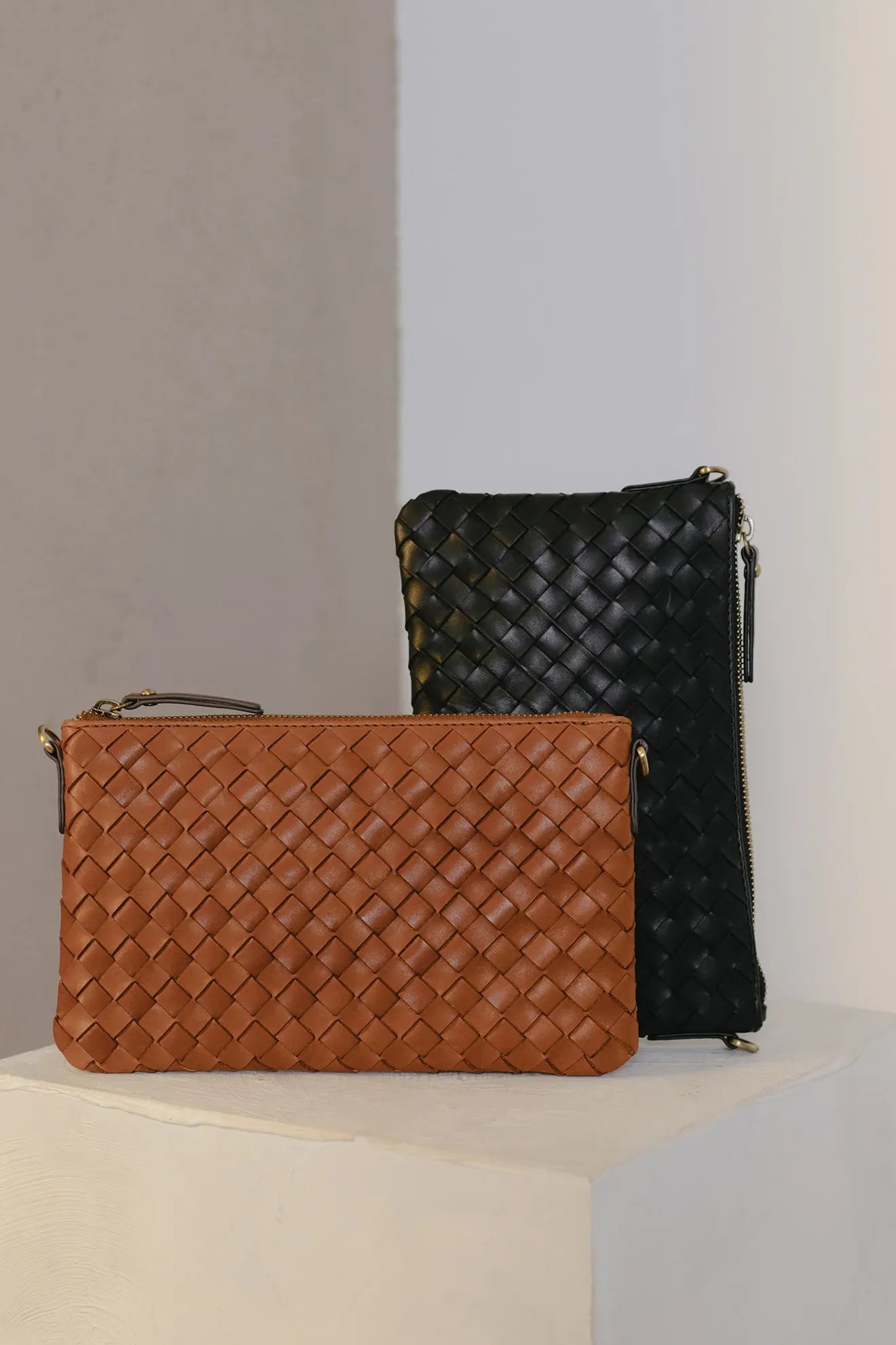 O MY BAG Lexi ­Cognac Woven Classic Leather