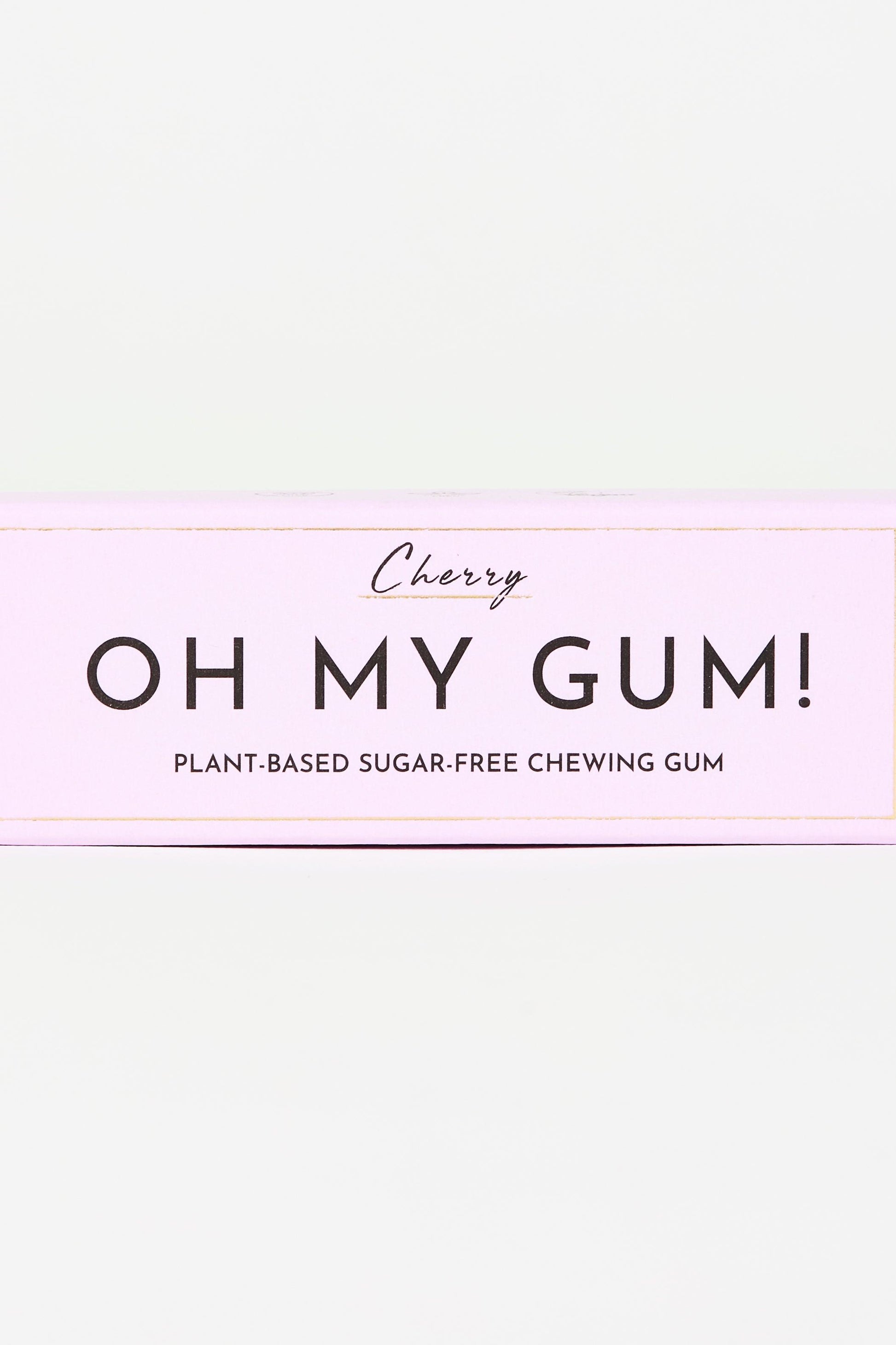 OH MY GUM! plant-based sugar free chewing gum in a pink box