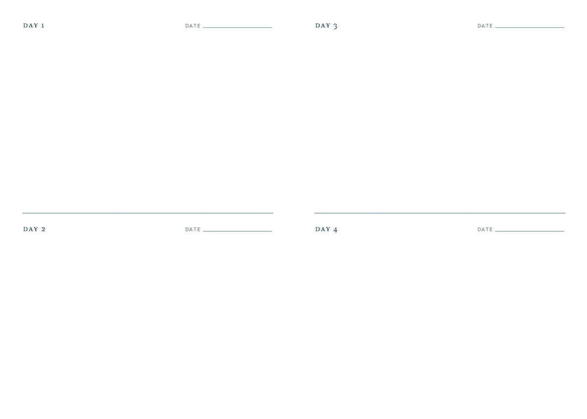 Blank chart with labeled days and time slots for data entry on a white background