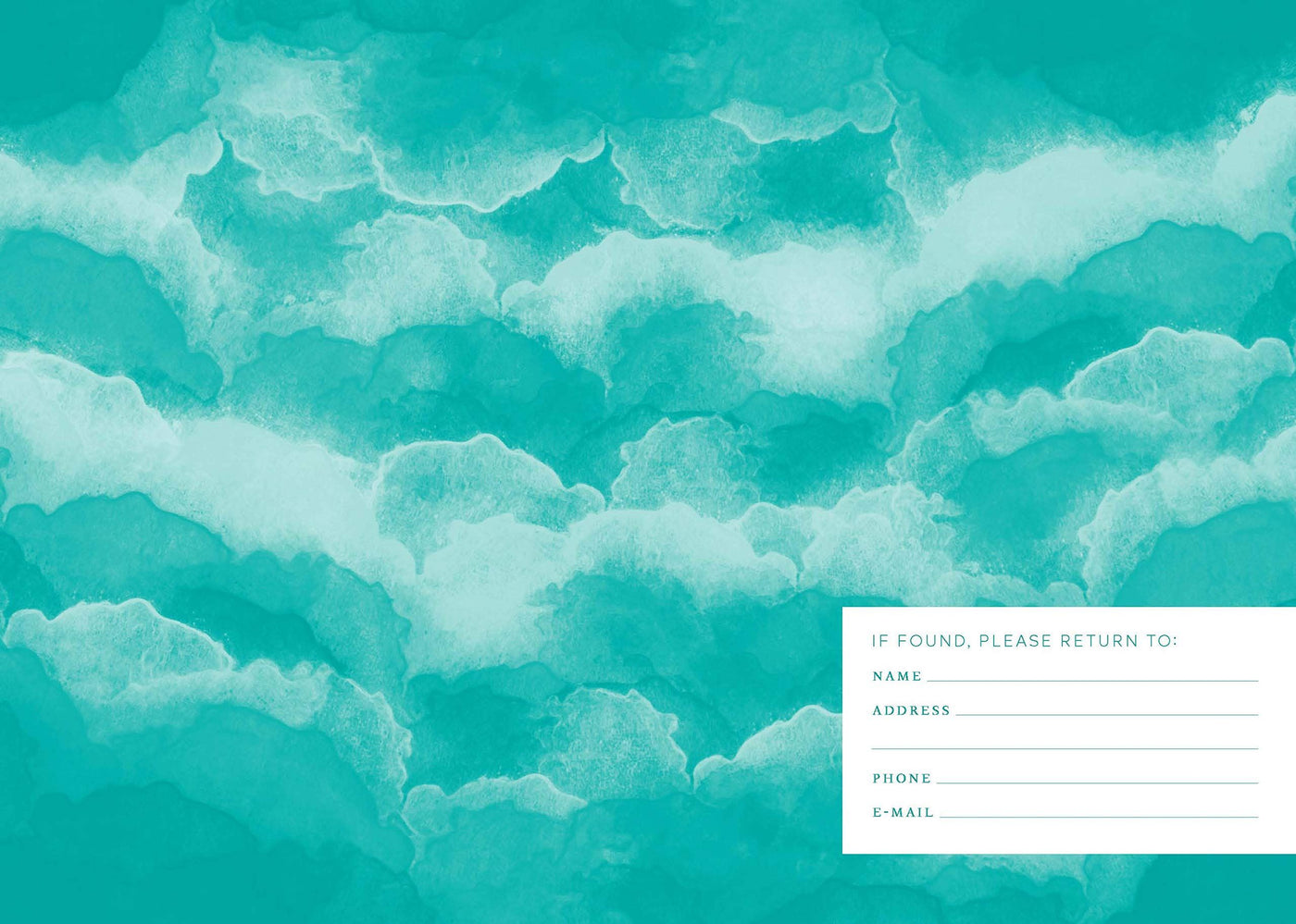 Address label with teal cloud pattern