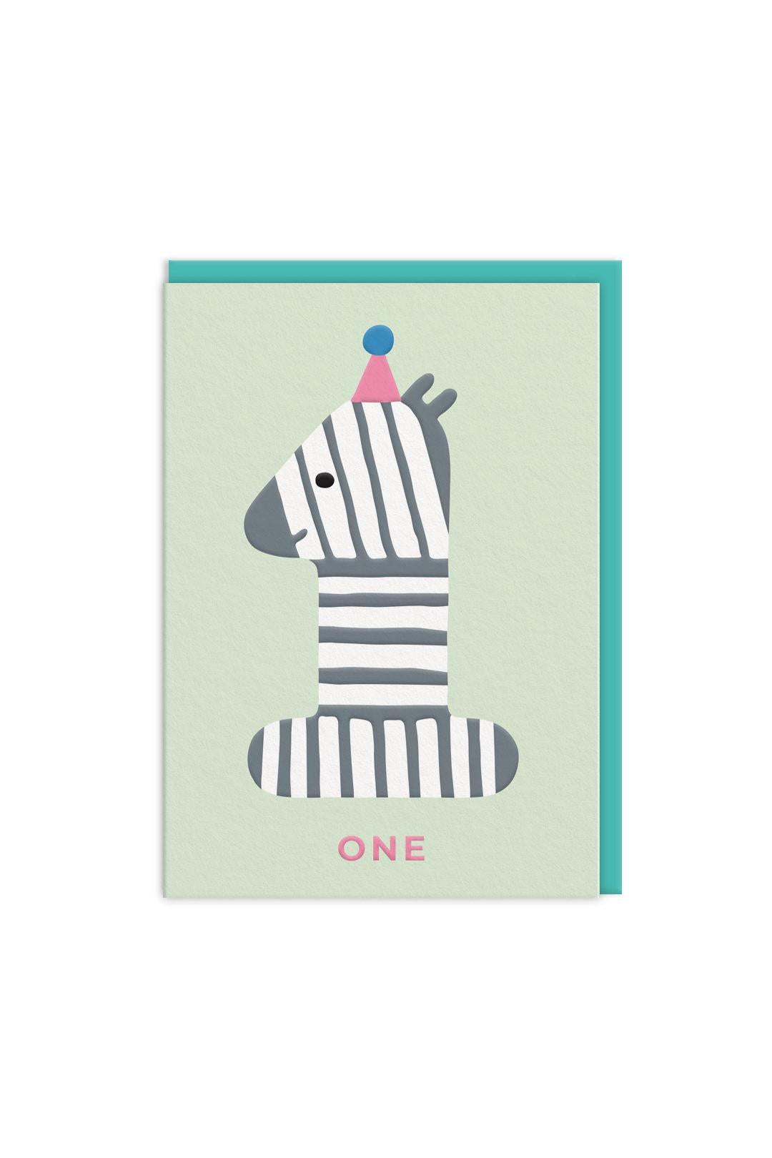 Ohh Deer Age 1 Zebra Birthday Card