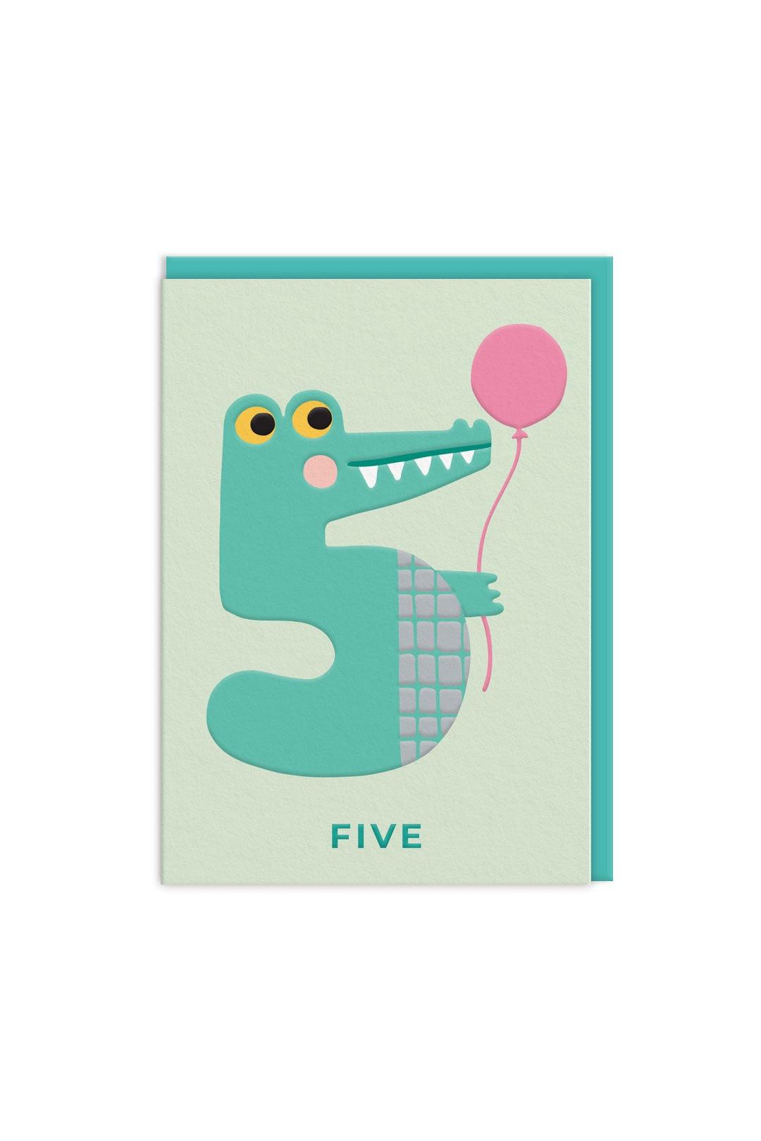 Ohh Deer Age 5 Crocodile Birthday Card