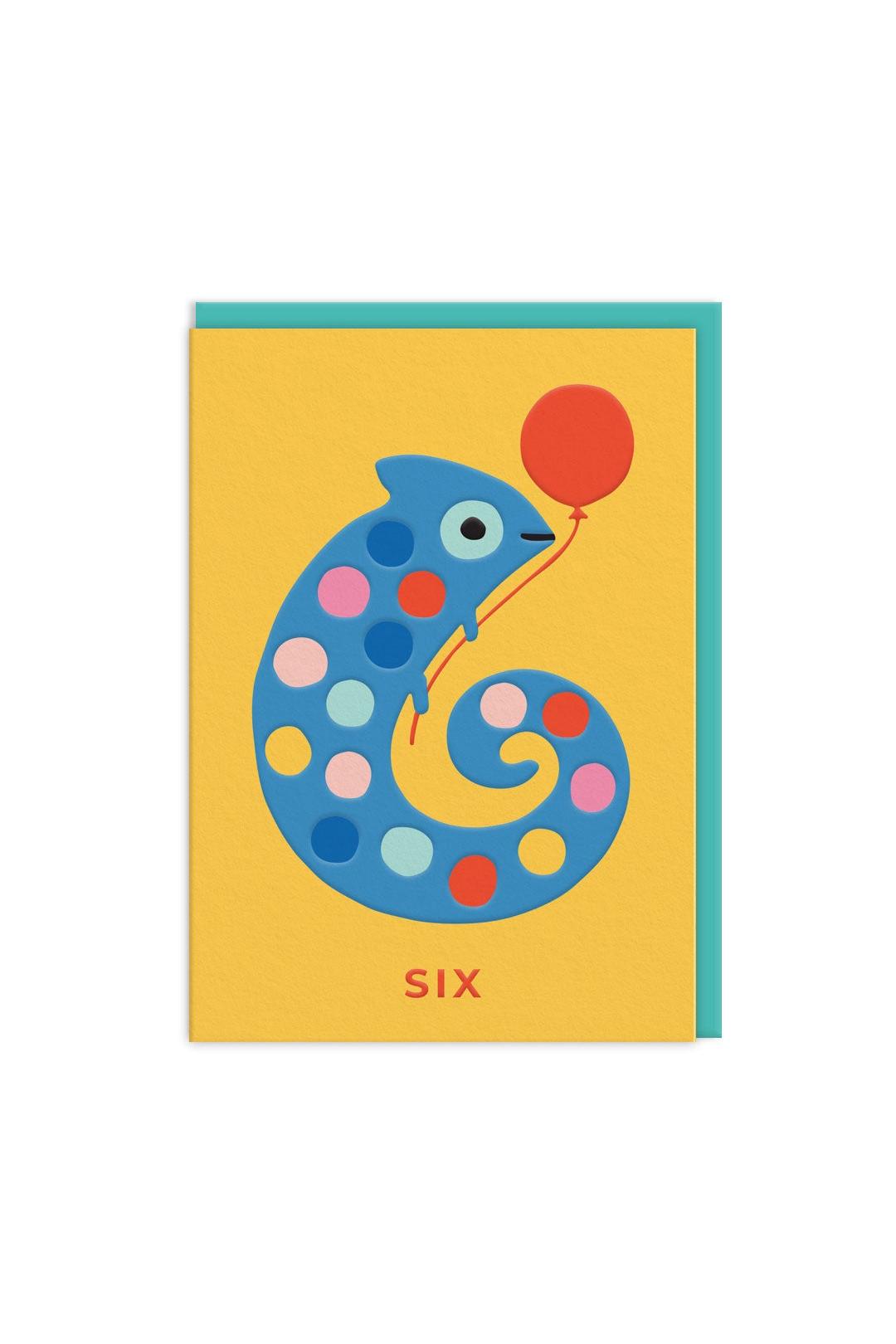 Ohh Deer Age 6 Chameleon Birthday Card