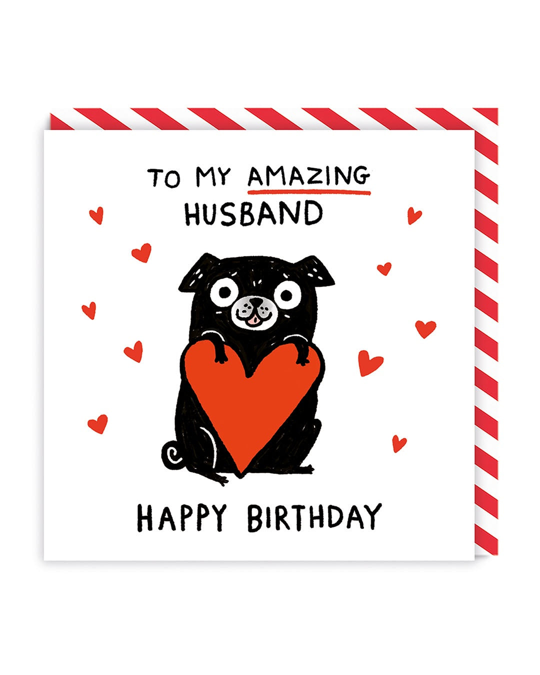 Ohh Deer Amazing Husband Pug Love Heart Greeting Card