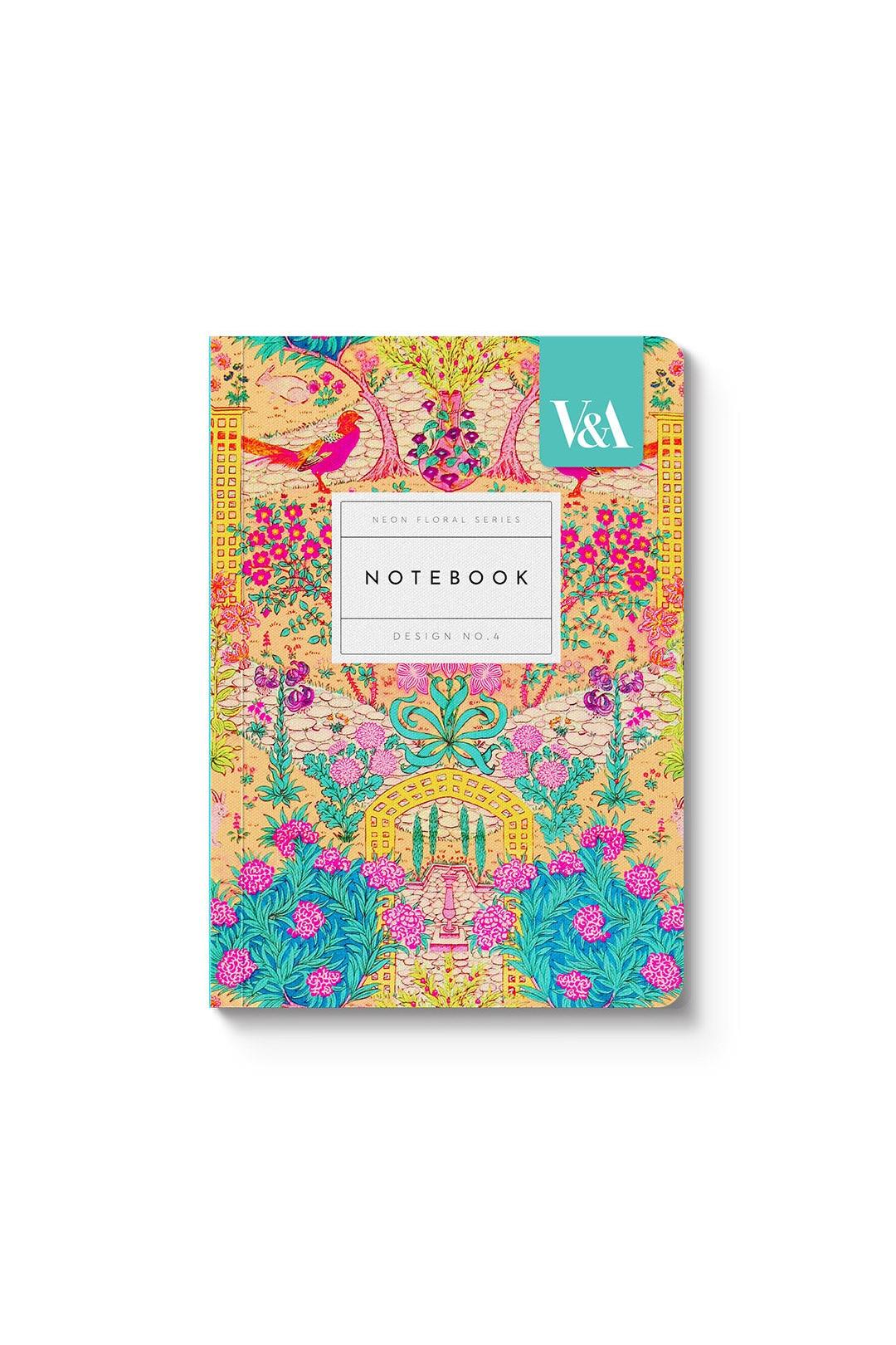 Ohh Deer Neon Floral Ornate Garden Premium Paperback Notebook (A6)