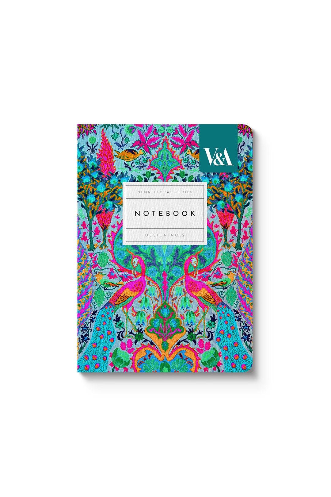 Ohh Deer Neon Floral Peacock Premium Paperback Notebook (A6)