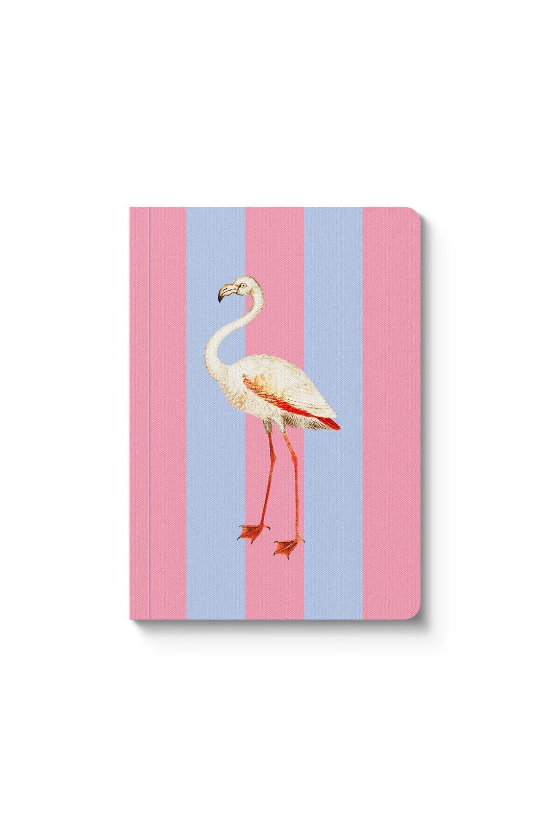 Ohh Deer Striped Flamingo Paperback Notebook (A6)