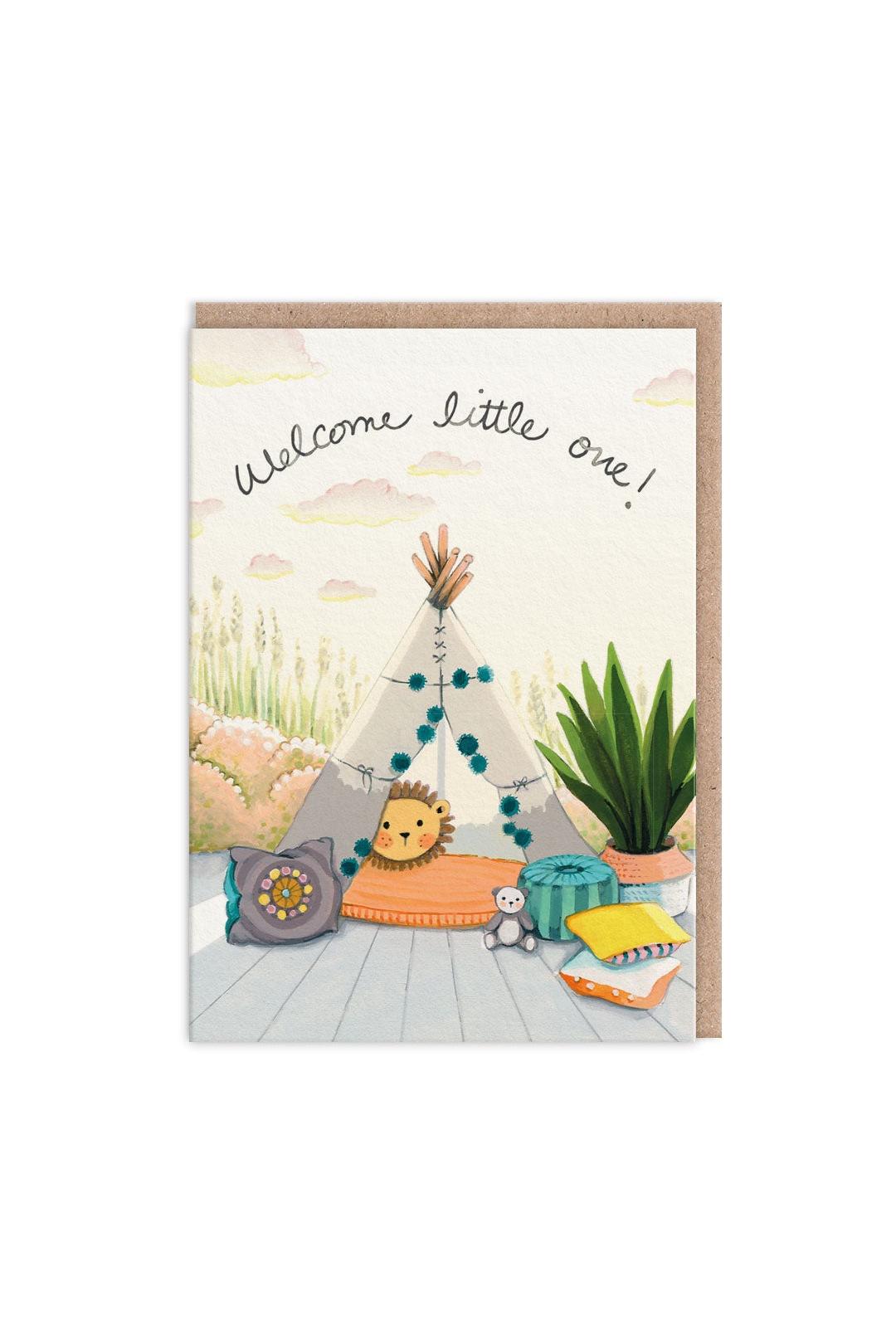 Ohh Deer Welcome Little One Tipi Greeting Card