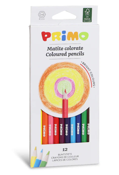 Primo matte colored pencils packaging with colorful pencils inside