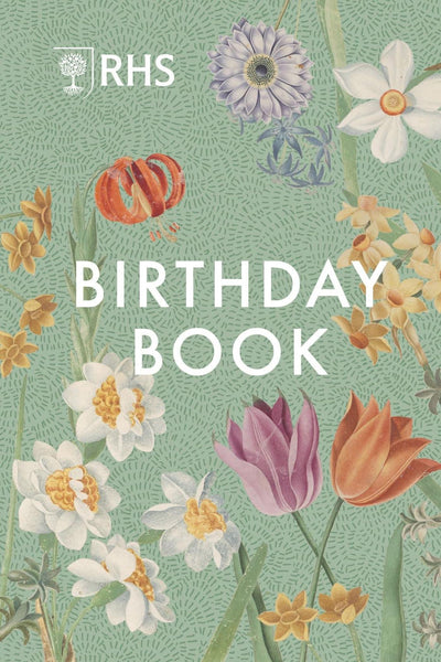 A green birthday dates book with flowers on the cover