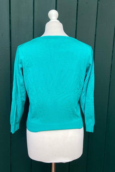 Re-Wear Emily & Fin Cropped Turquoise Cardigan M-Re-Wear-Ohh! By Gum - Shop Sustainable