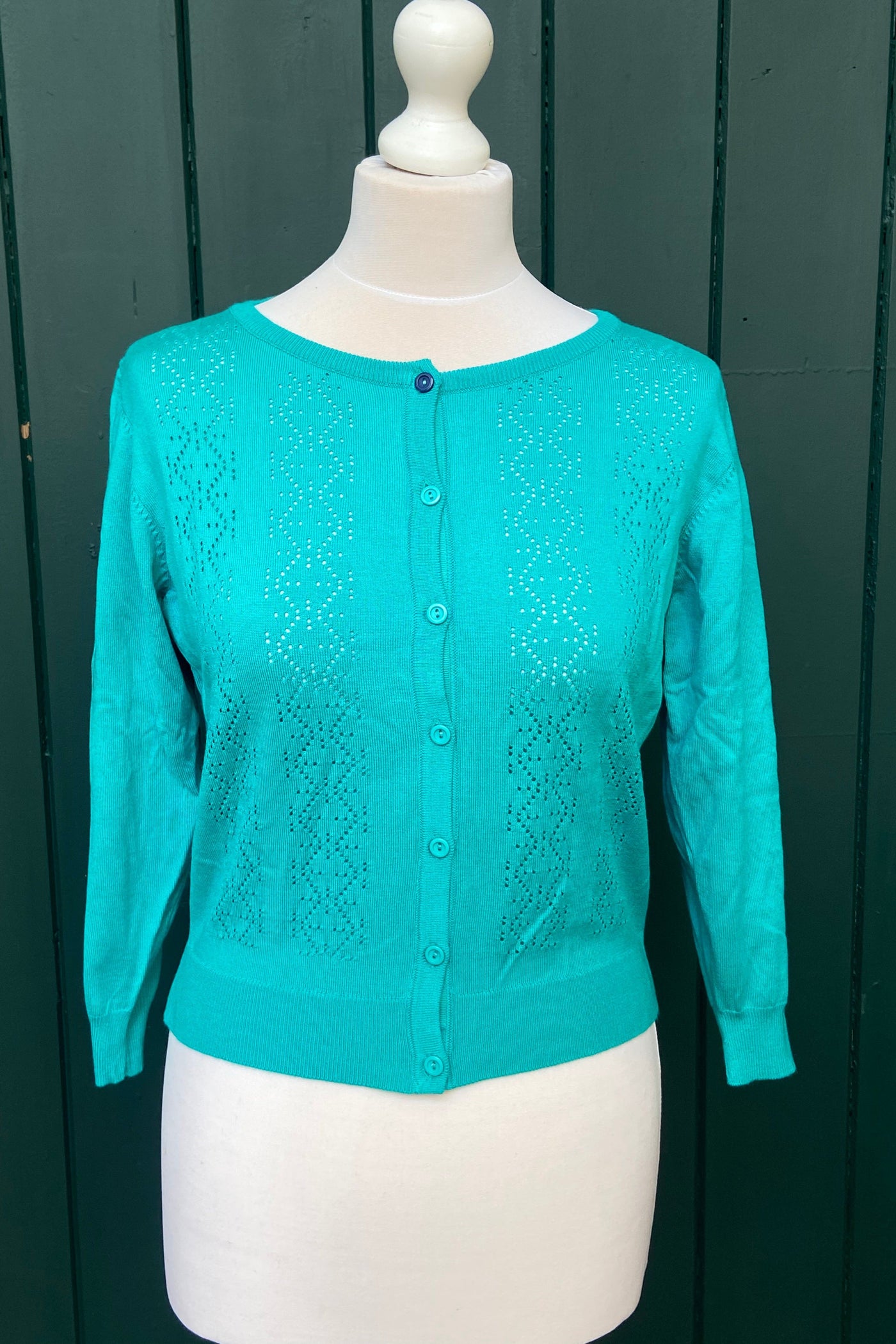 Re-Wear Emily & Fin Cropped Turquoise Cardigan M-Re-Wear-Ohh! By Gum - Shop Sustainable